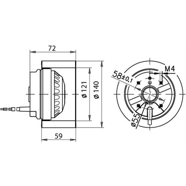 Måttskiss för Contura C1-120 F – exakta dimensioner för smidig installation.